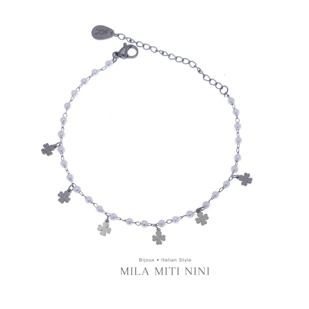 Perla Quadrifoglio-Bracciale in Acciaio con Chiusura - BAC-413-1703