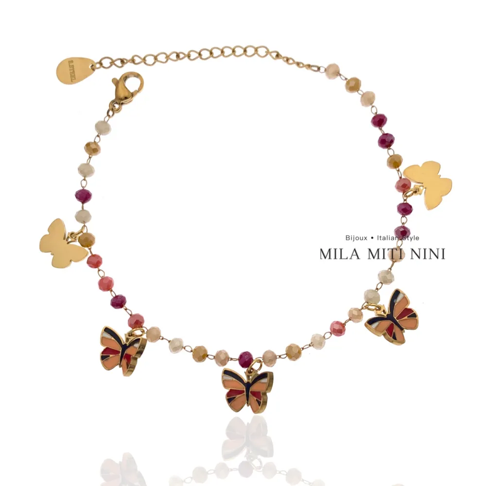 Farfalla Smaltata-Bracciale in Acciaio con Chiusura - BAC-413-1821