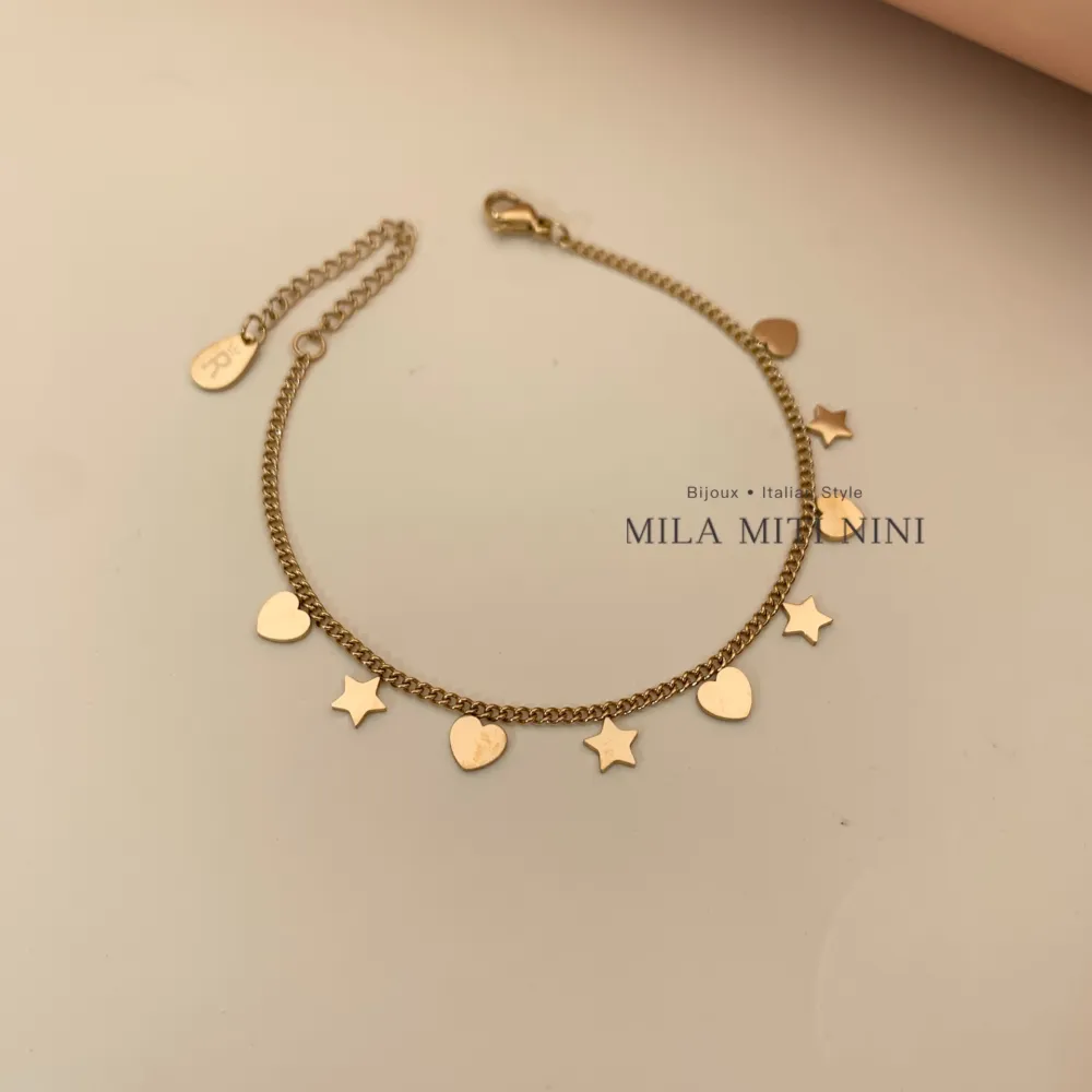 Cuore Stella-Bracciale in Acciaio con Chiusura - BAC-413-2025A