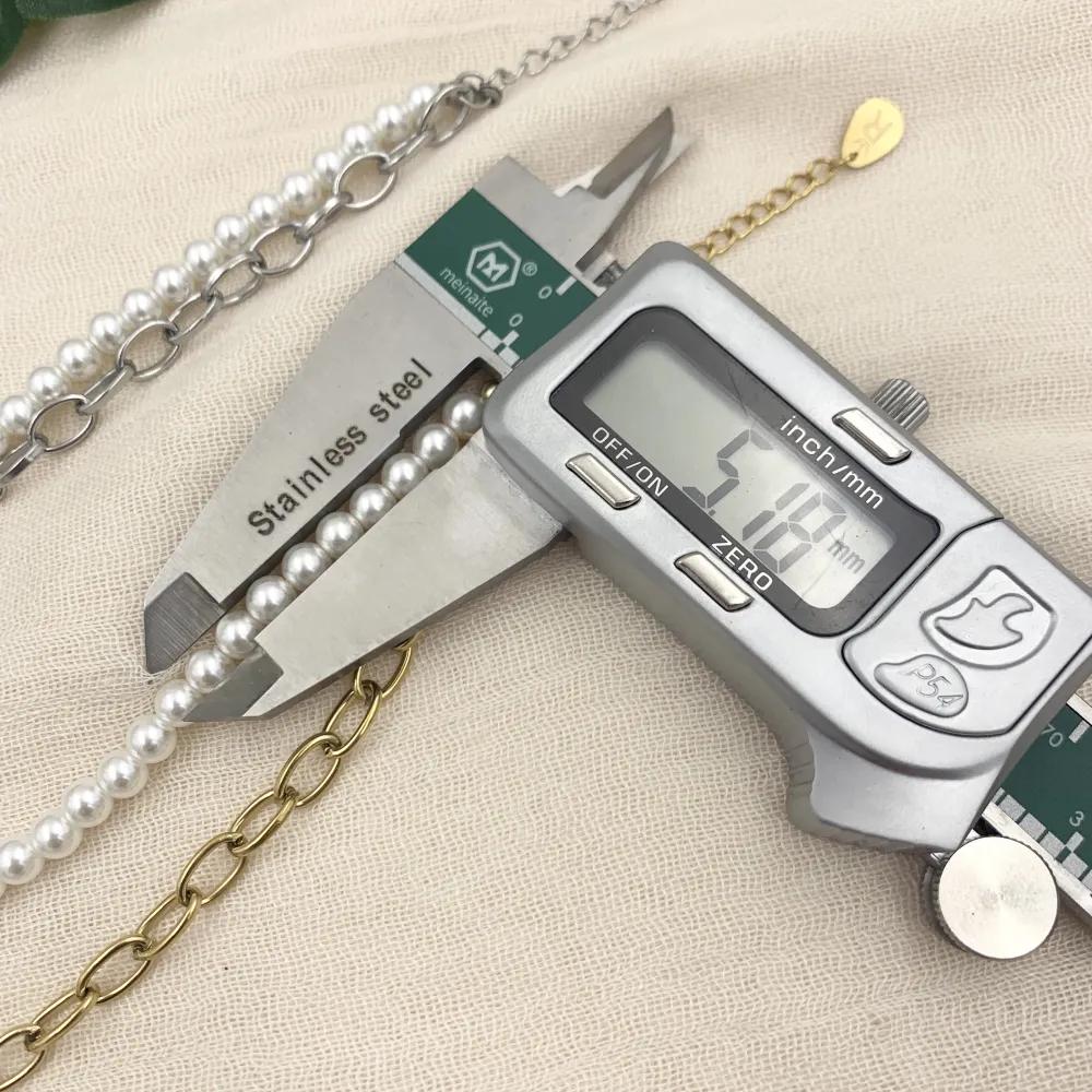 Perla e Catena-Bracciale in Acciaio con Chiusura - BAC-413-2058