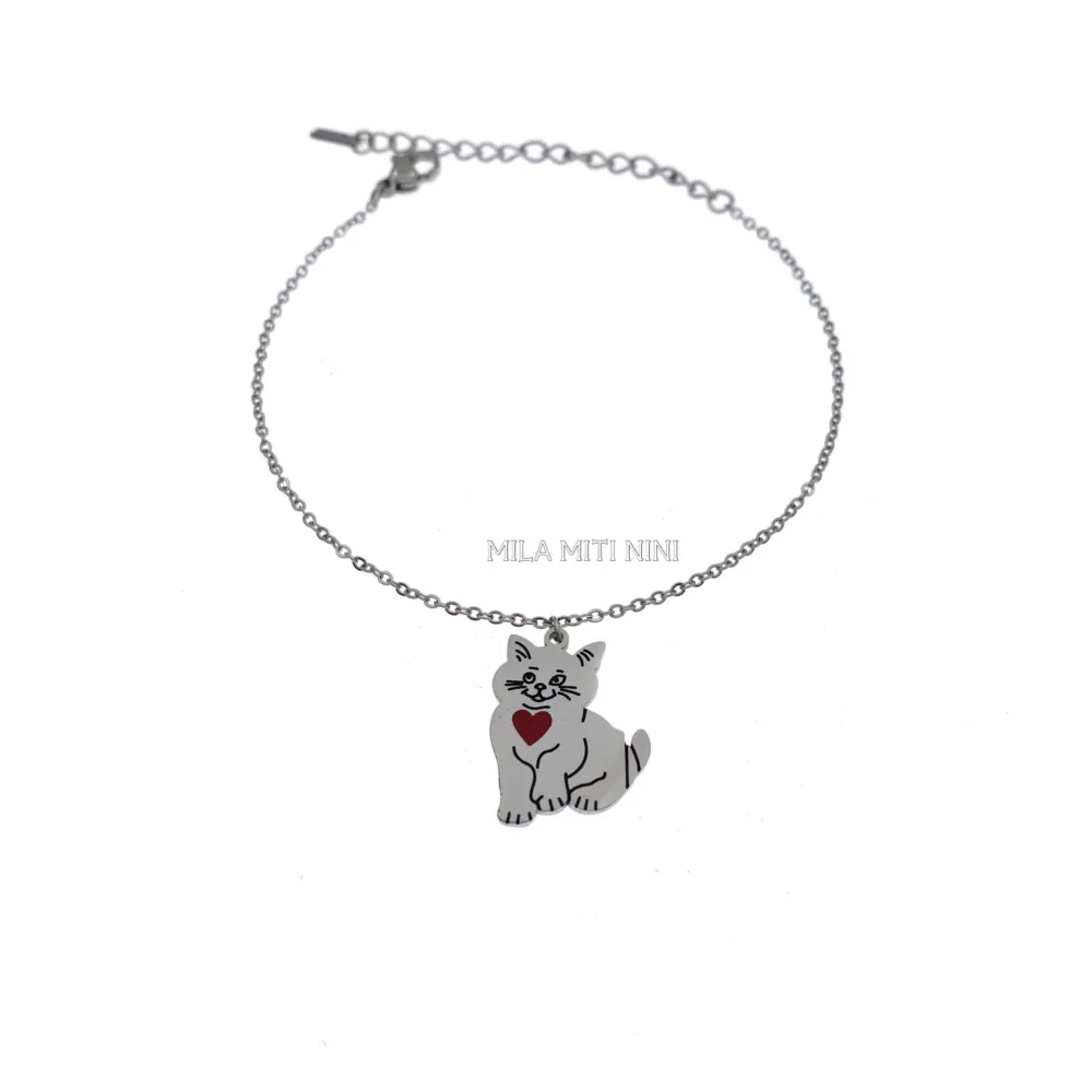 BAC413-2398-Gatto-Bracciale in Acciaio - BAC413-2398