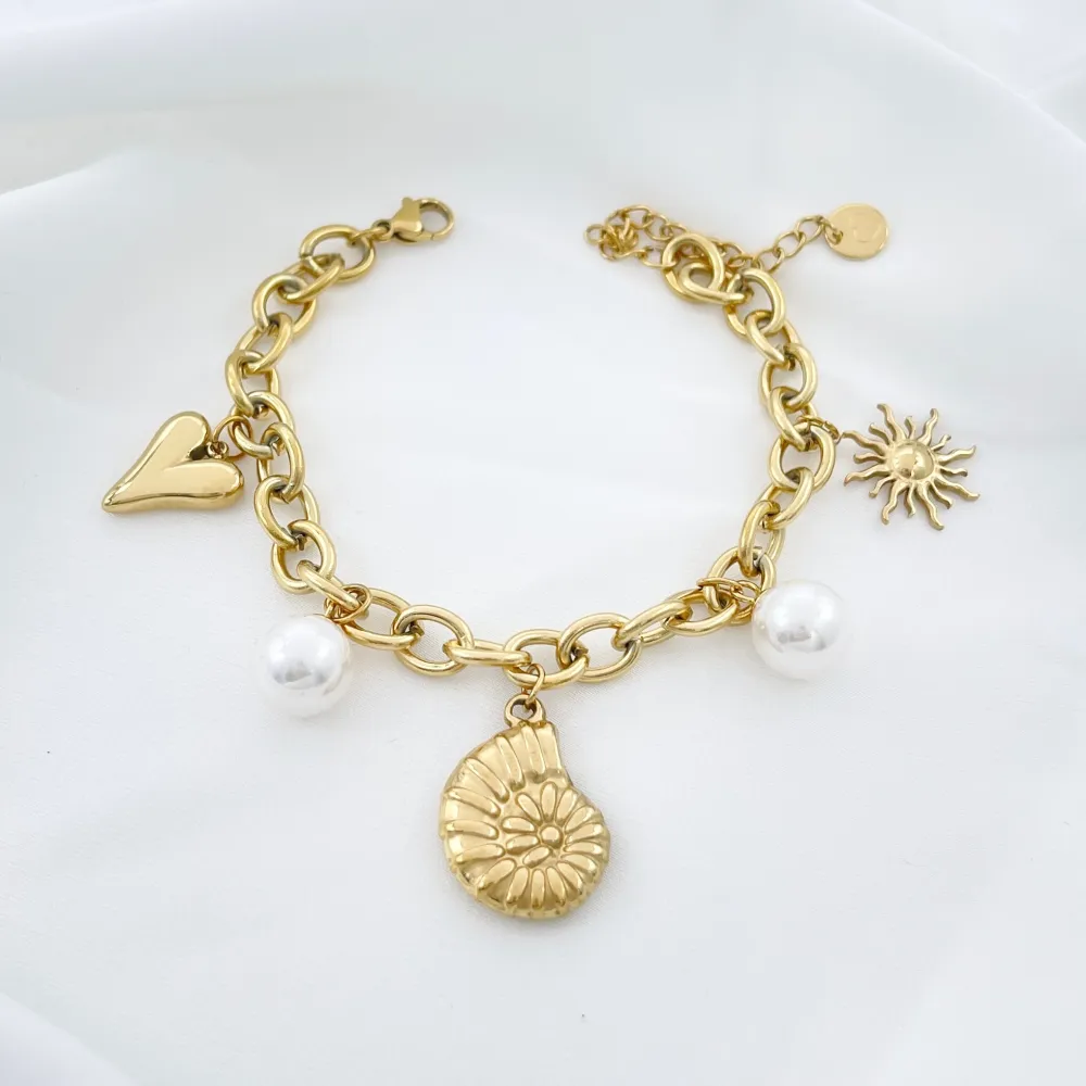 Mare Conchiglia Cuore Sole-Bracciale in Acciaio - BAC-413-3478