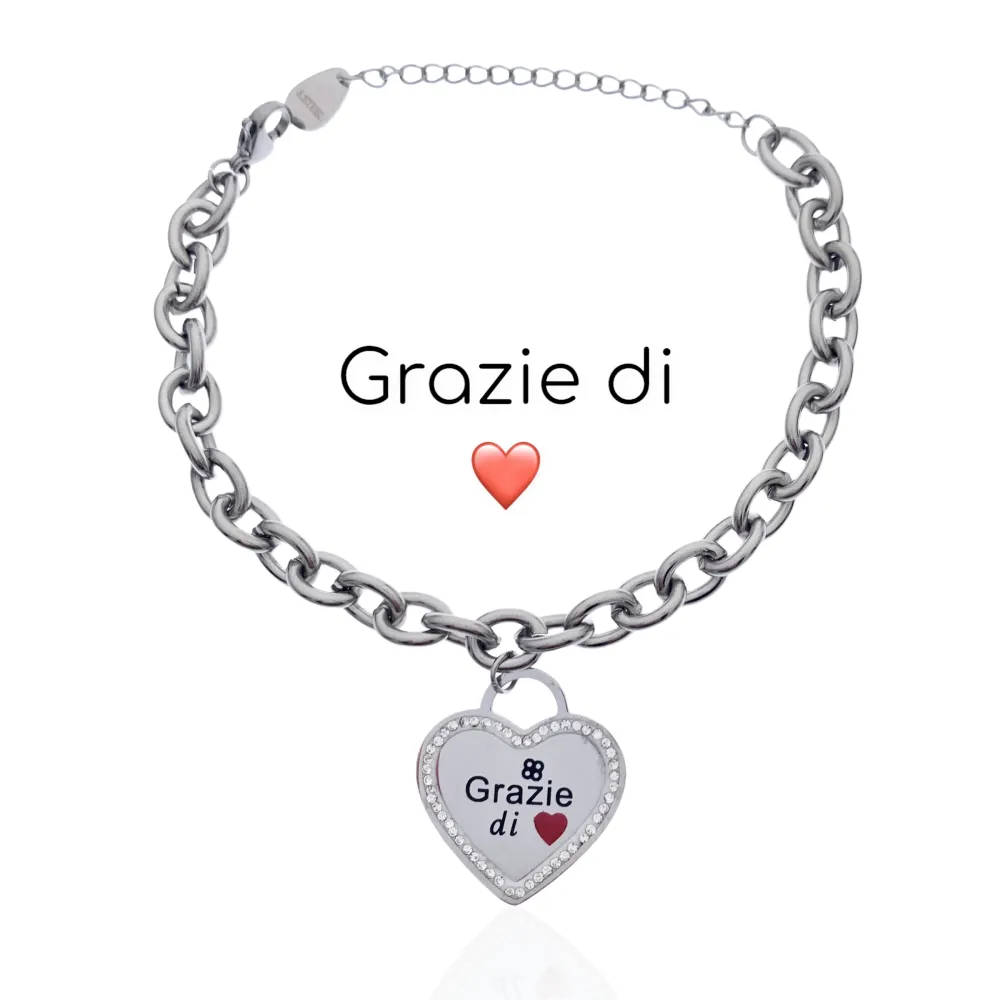 Grazie di Cuore-Bracciale con Scritte in Acciaio - BAC-413-404