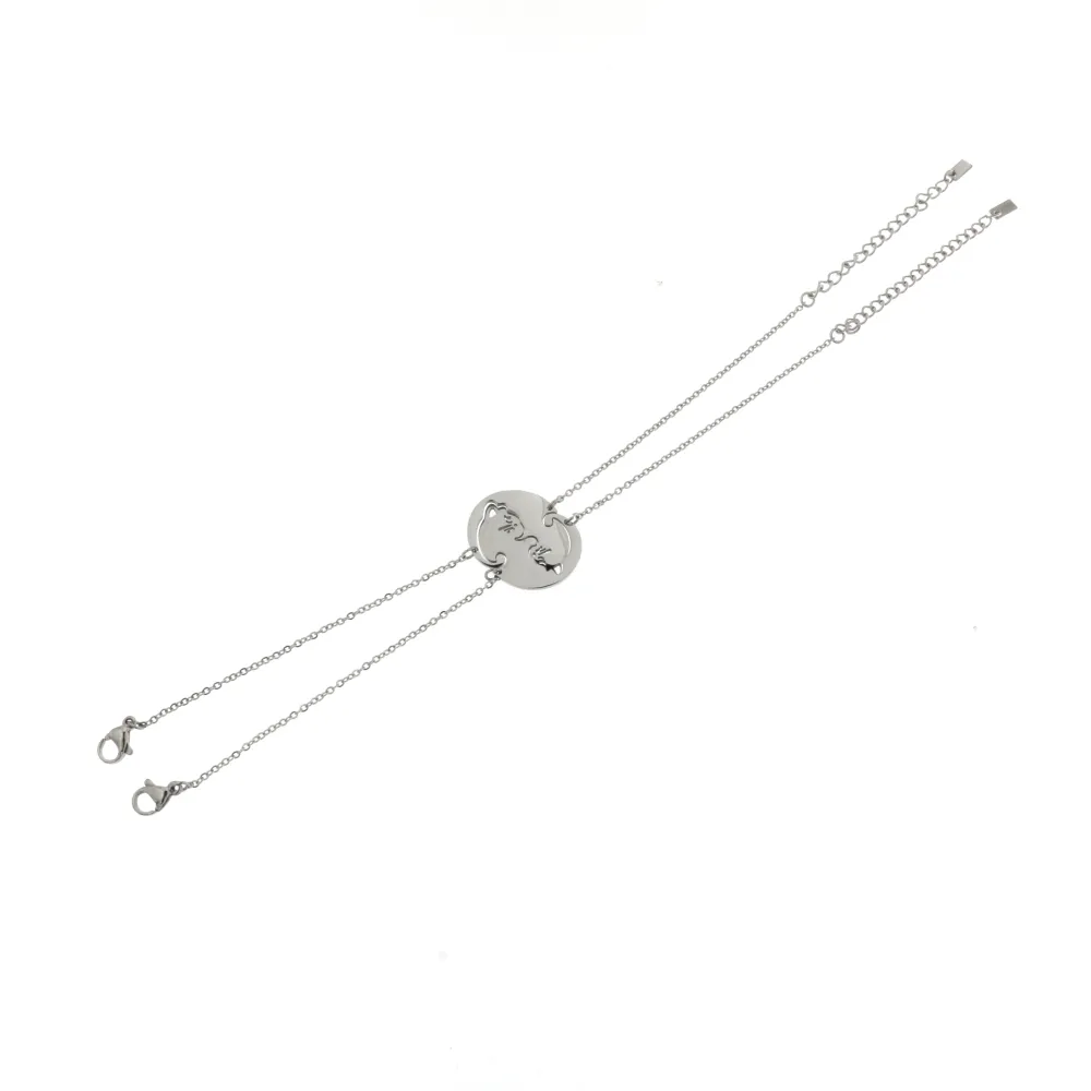 BAC6868-Puzzle Gatto-Bracciale Coppia in Acciaio - BAC6868-Puzzle Gatto-Bracciale Coppia in Acciaio