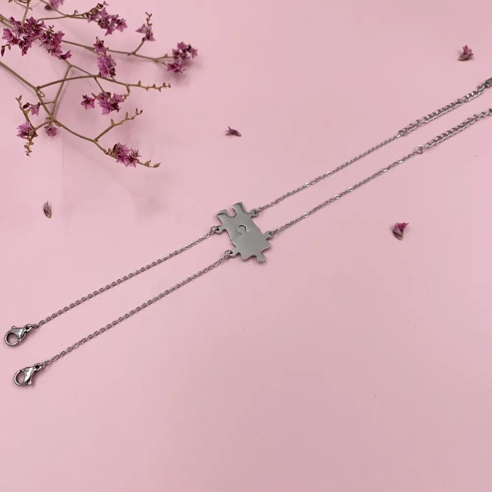 BAC6869-Puzzle Liscio-Bracciale Coppia in Acciaio - BAC6869-Puzzle Liscio-Bracciale Coppia in Acciaio