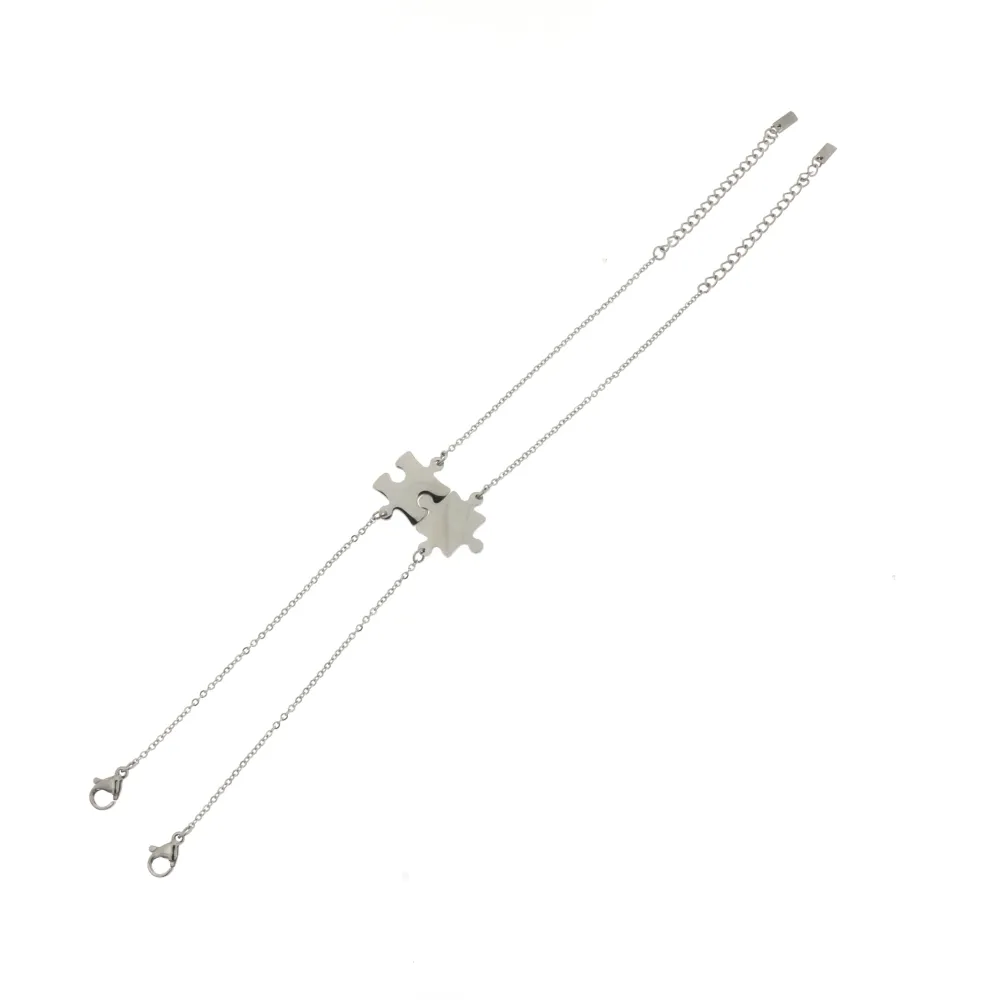 BAC6869-Puzzle Liscio-Bracciale Coppia in Acciaio - BAC6869-Puzzle Liscio-Bracciale Coppia in Acciaio