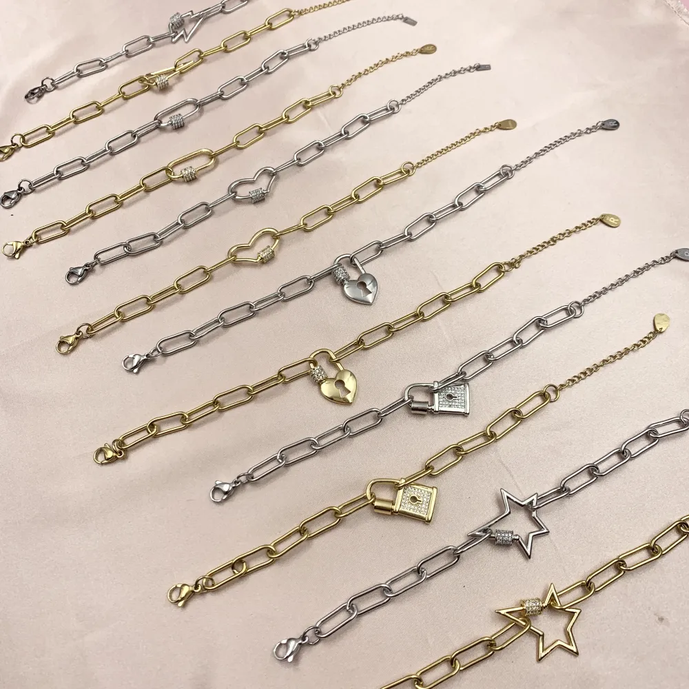 BAC7064-Cuore Zirconia-Bracciale in Acciaio - BAC7064-Cuore Zirconia-Bracciale in Acciaio