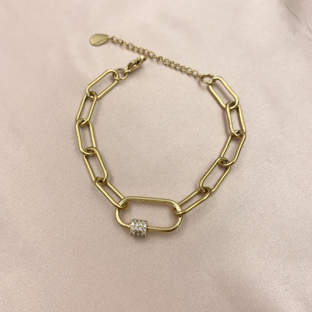 BAC7069-Ovale Zirconia- Bracciale in Acciaio - BAC7069-Ovale Zirconia- Bracciale in Acciaio