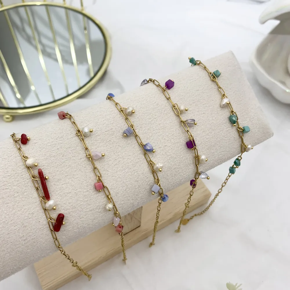 Perline Colorate-Bracciale in Acciaio - BAC-735-24