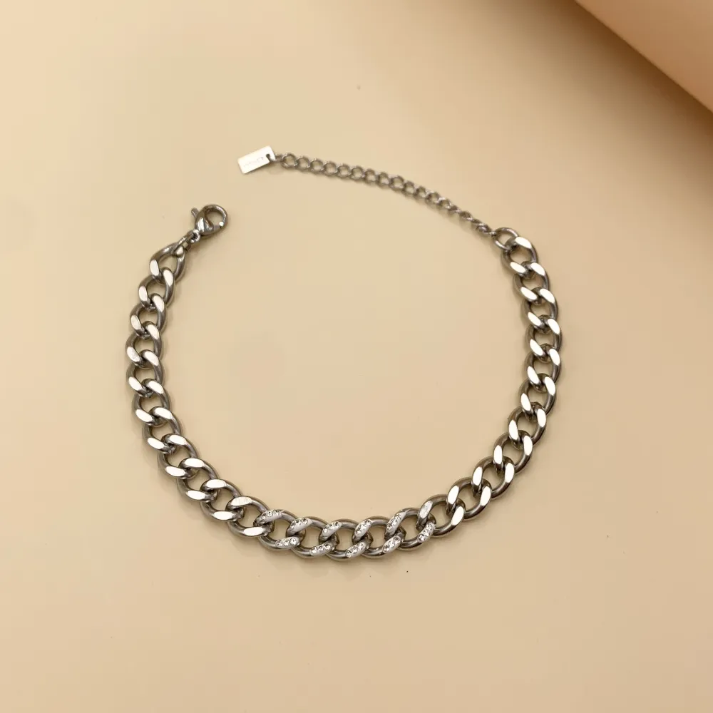 BAC7466-Groumette con Strass -Bracciale in Acciaio - BAC7466-Groumette con Strass -Bracciale in Acciaio