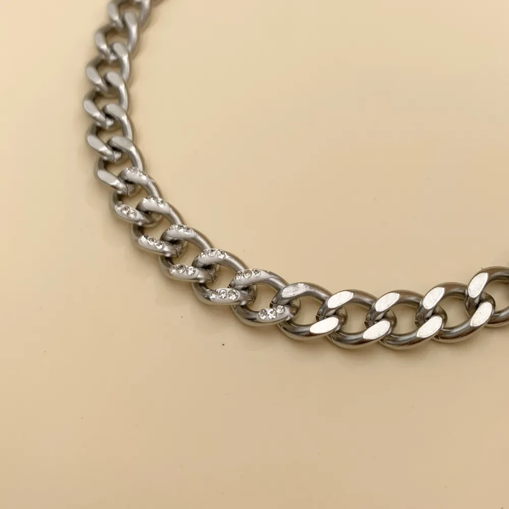 BAC7466-Groumette con Strass -Bracciale in Acciaio - BAC7466-Groumette con Strass -Bracciale in Acciaio