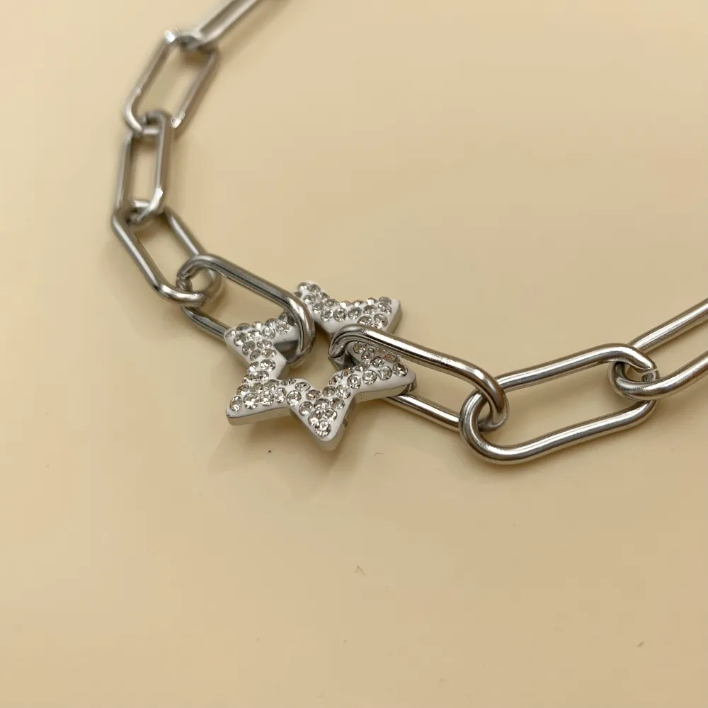 BAC7470-Catena con Stella-Bracciale in Acciaio - BAC7470-Catena con Stella-Bracciale in Acciaio