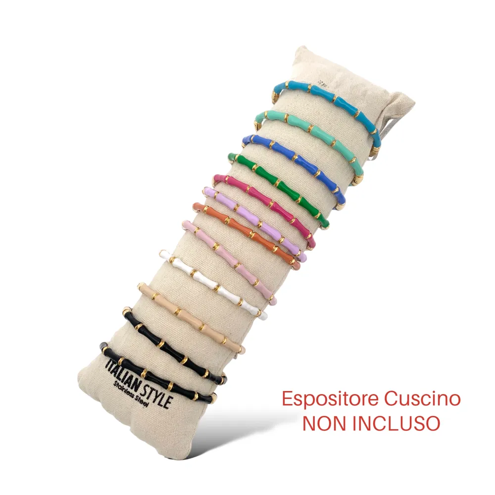 Bambù colorato-12Pz Bracciali Rigidi in Acciaio - BAR-103-AA3315B