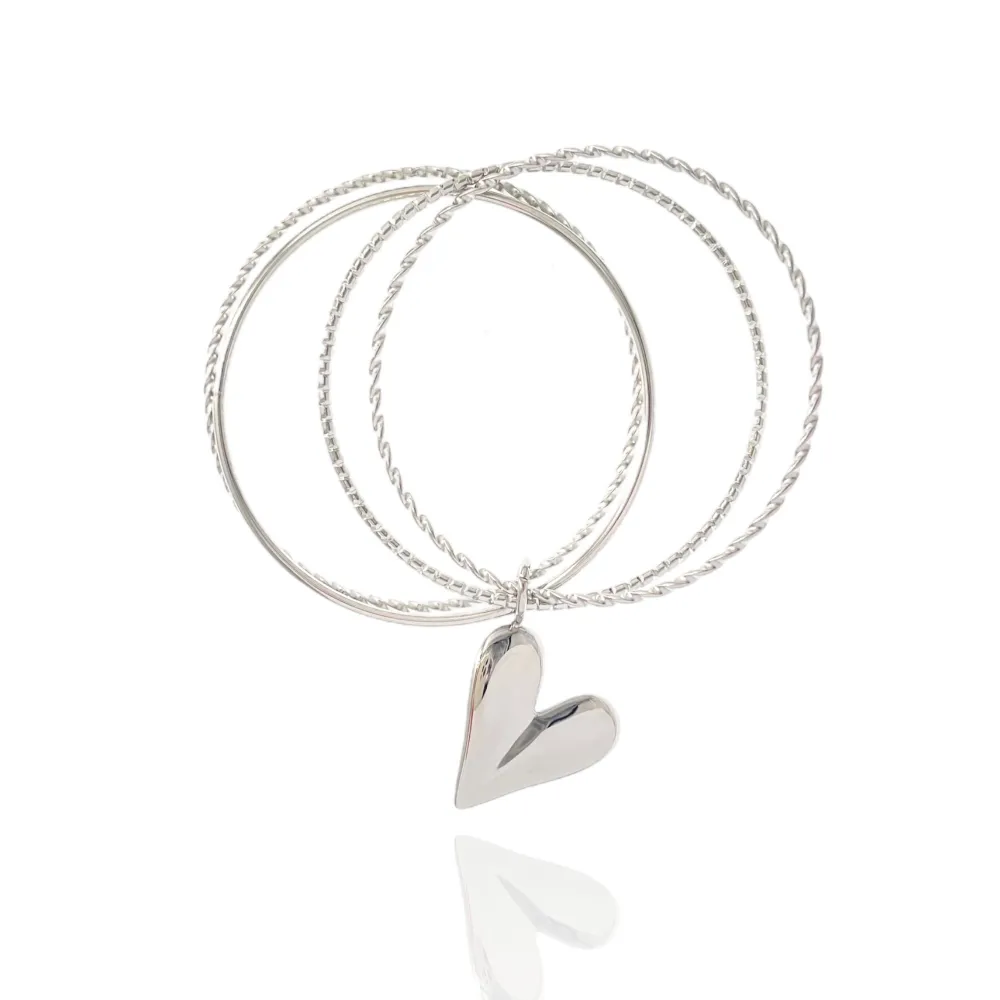 Cuore-Bracciali Multifili Rigidi in Acciaio - BAR-103-AA3366B