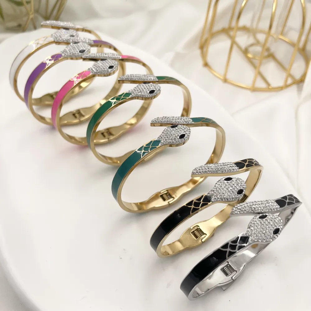 Serpente Smaltato-Bracciale Rigido in Acciaio - BAR-413-2254