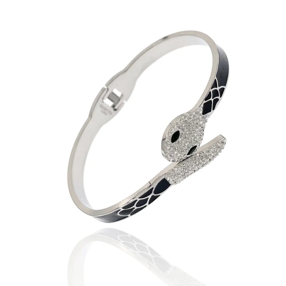 Serpente Smaltato-Bracciale Rigido in Acciaio - BAR-413-2254