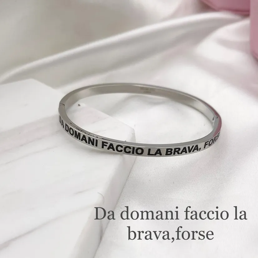 Bracciale Rigido con le Frasi in Acciaio - BAR-413-B60 083#