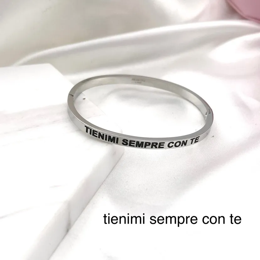Bracciale Rigido con le Frasi in Acciaio - BAR-413-B60 084#