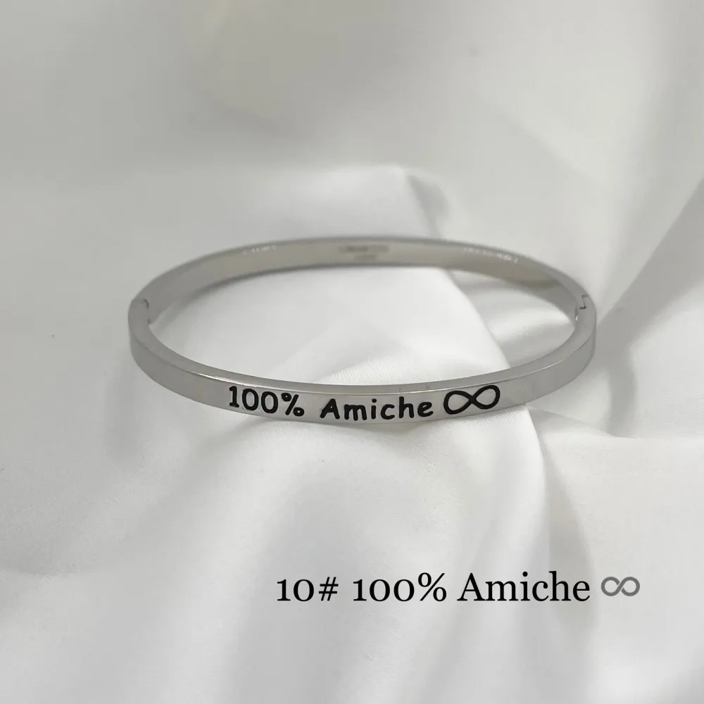 100% Amiche-Bracciale Rigido con Le Frasi Smaltati in Acciaio - BAR-413-B60 110#