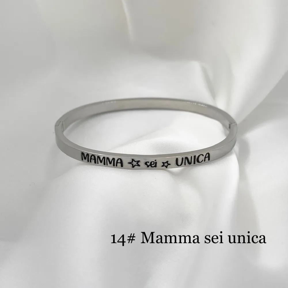 Mamma sei unica-Bracciale Rigido con Le Frasi Smaltati in Accia - BAR-413-B60 114#