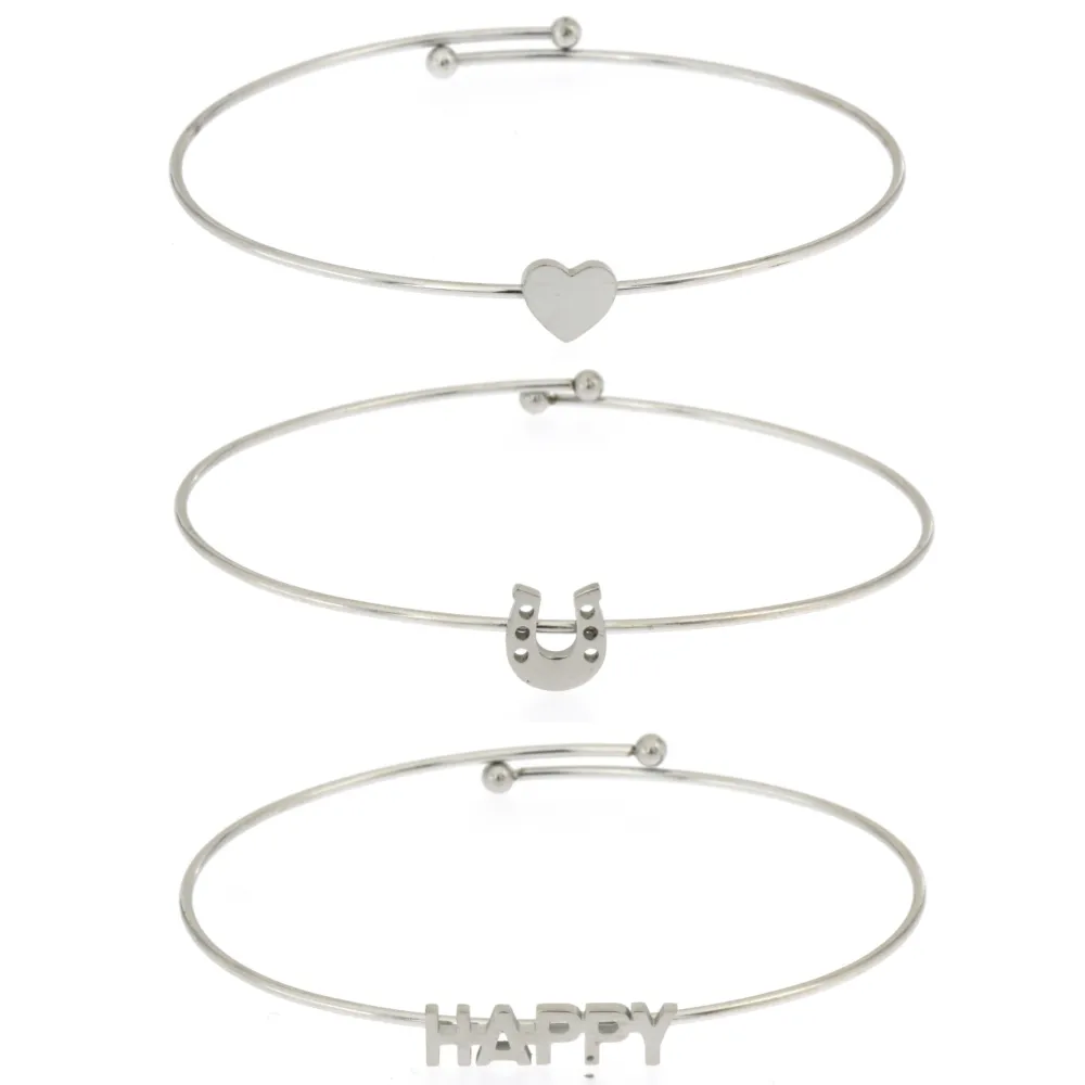 BAR-Set 3pz Bracciali 5409 - Bracciali Rigidi in Acciaio - BAR-Set 3pz Bracciali 5409 - Bracciali Rigidi in Acciaio