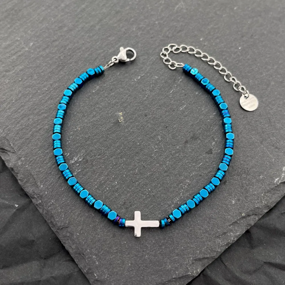 Croce 4mm-Bracciale in Acciaio da Uomo - BAU-103-AA2518B Croce 4mm