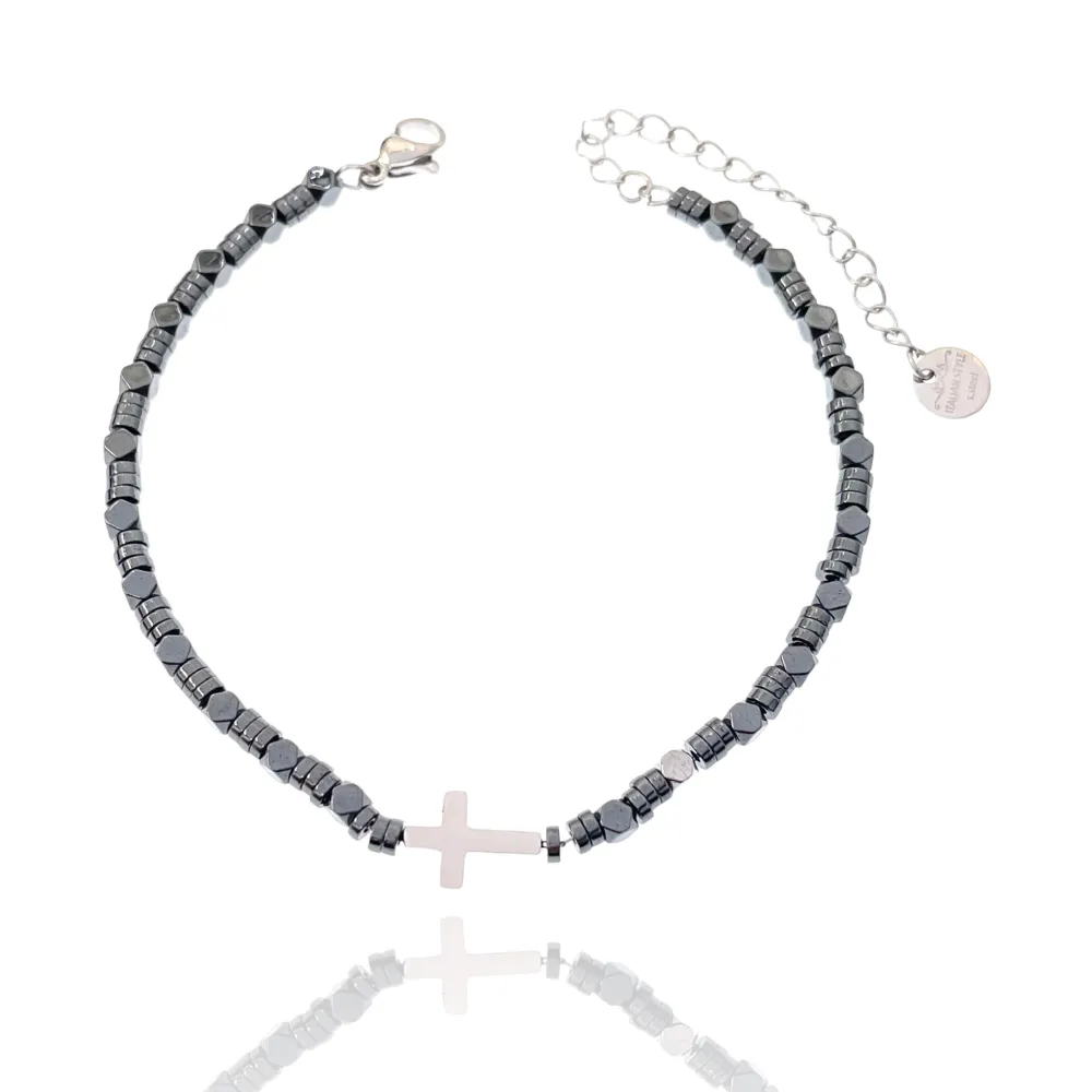 Croce 4mm-Bracciale in Acciaio da Uomo - BAU-103-AA2518B Croce 4mm