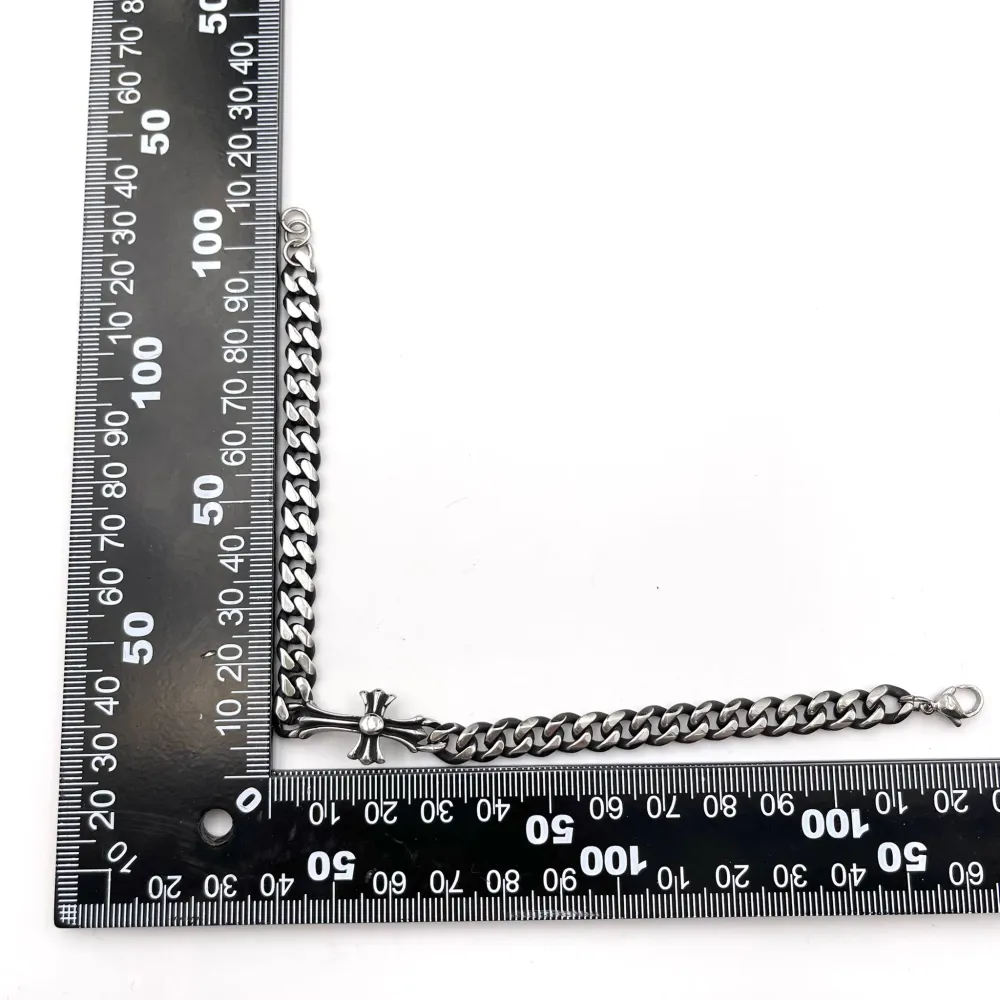 BAU6951-Croce-Bracciale in Acciaio da Uomo - BAU-600-B116B