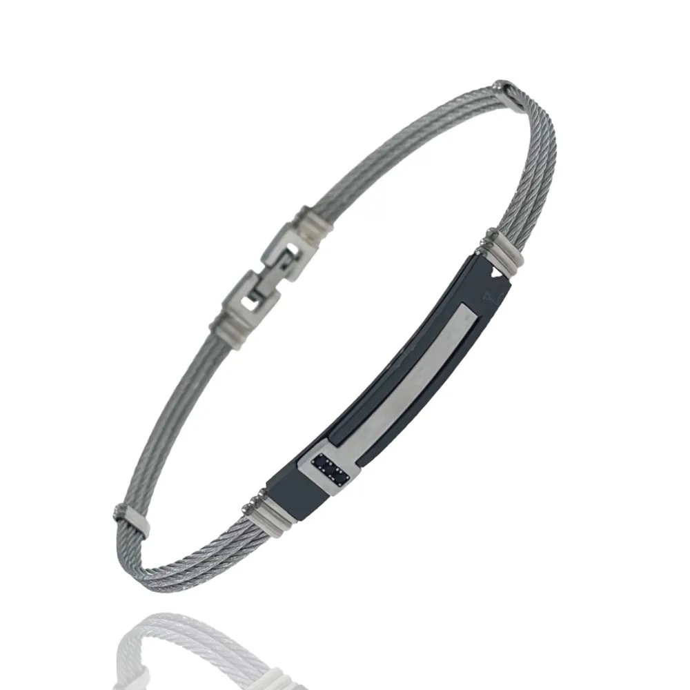Semplice-Bracciale Semirigido da Uomo in Acciaio - BAU-600-H179