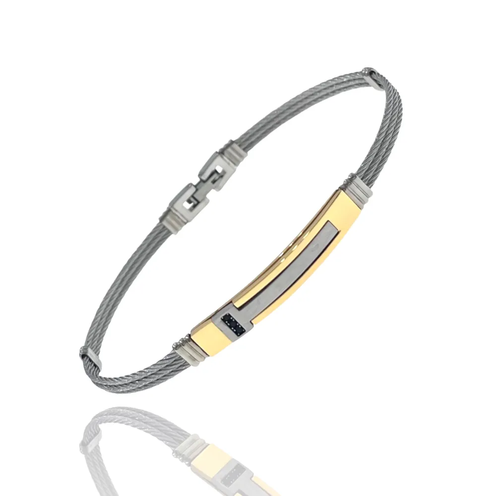 Semplice-Bracciale Semirigido da Uomo in Acciaio - BAU-600-H179