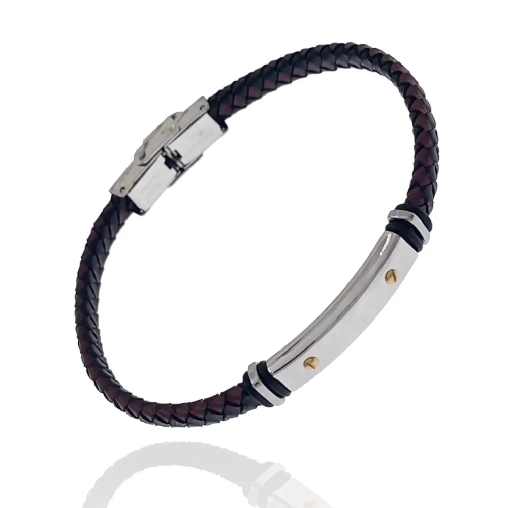 Liscio con Chiodo-Bracciale in Acciaio da Uomo - BAU-600-H256