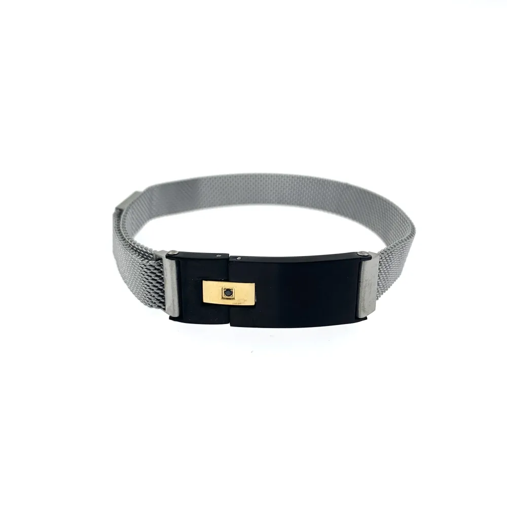 Bracciale da Uomo Regolabile con Chiusura a Calamita - BAU6969-Piastrina-Bracciale da Uomo