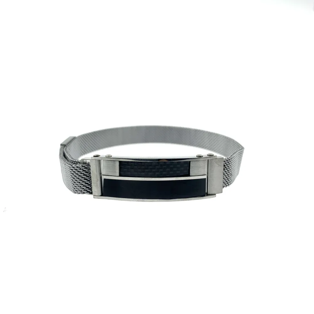 Bracciale da Uomo Regolabile con Chiusura a Calamita - BAU6971-Piastrina-Bracciale da Uomo