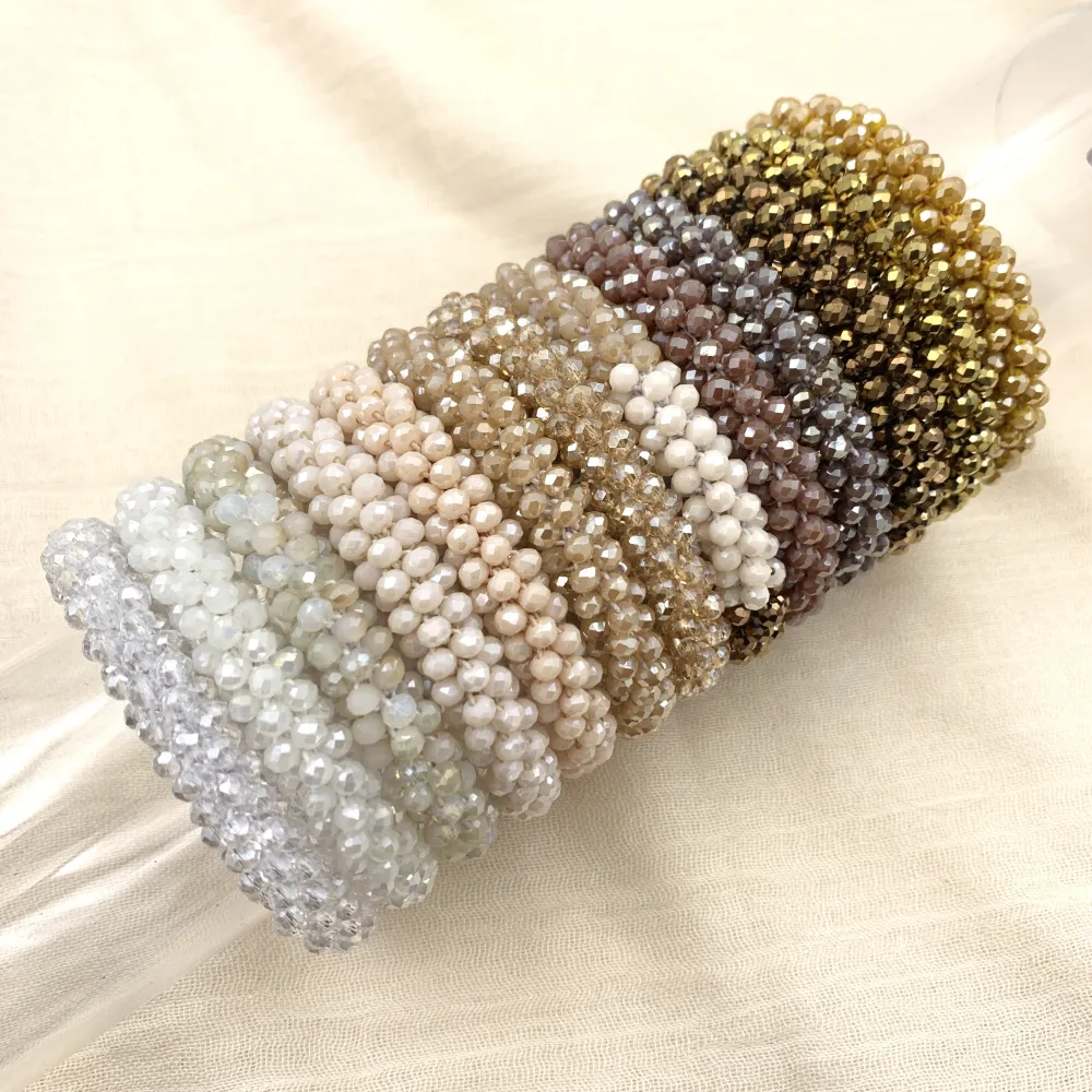 BCE1412-Cristalli Tonalità Beige - Bracciale Elastico - BCE1412-Cristalli Tonalità Beige - Bracciale Elastico