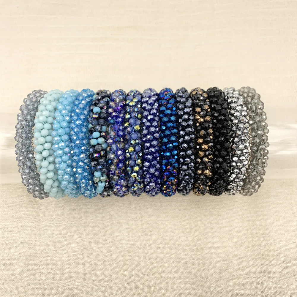 BCE1412-Cristalli Tonalità Verde - Bracciale Elastico - BCE1412-Cristalli Tonalità Blu- Bracciale Elastico