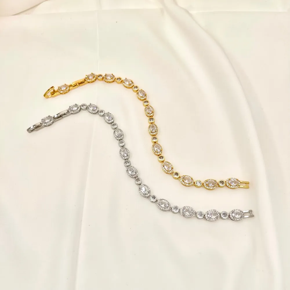 Ovale e Punto Luce-Bracciale con Cubic Zirconia - BMZ-103-AA2639B
