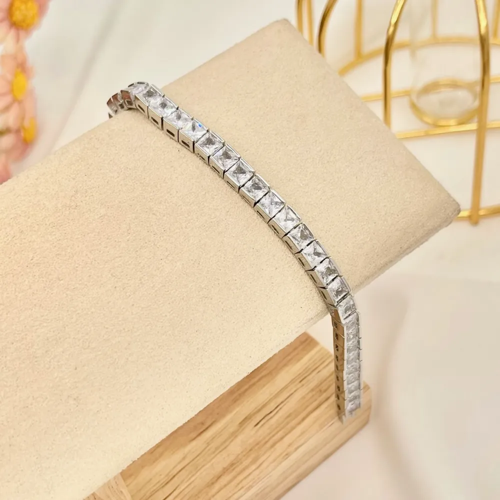 Tennis Quadrato-Bracciale con Cubic Zirconia - BMZ-243-14