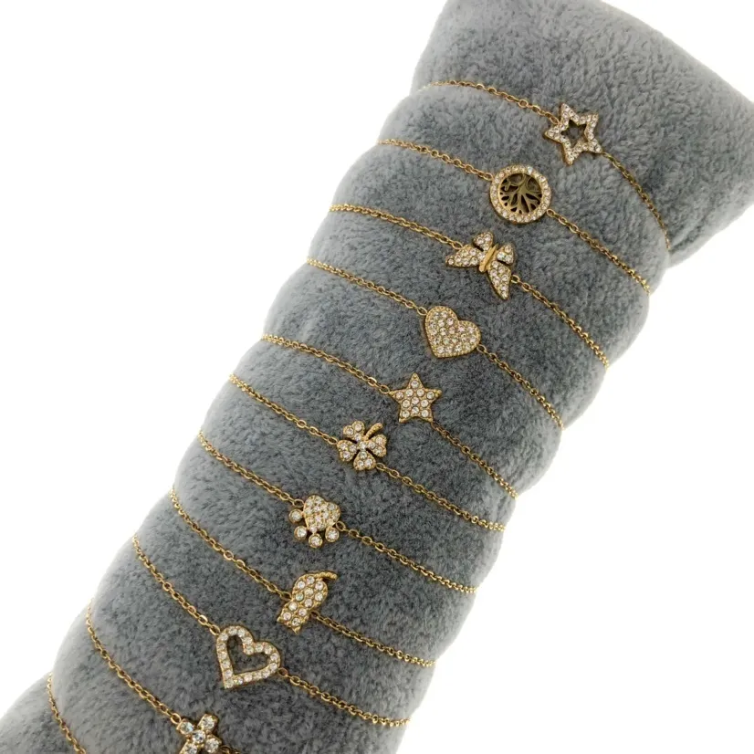 Soggeti Mix- 12 Pz Bracciali in Acciaio con Chiusura a Moschett - BPA103-A1