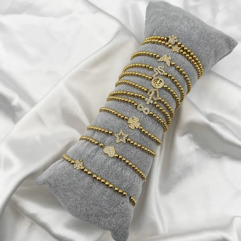 Soggetti Mix - 12 Pz Bracciali in Acciaio con Moschettone - BPA-103-AA101B-ORO