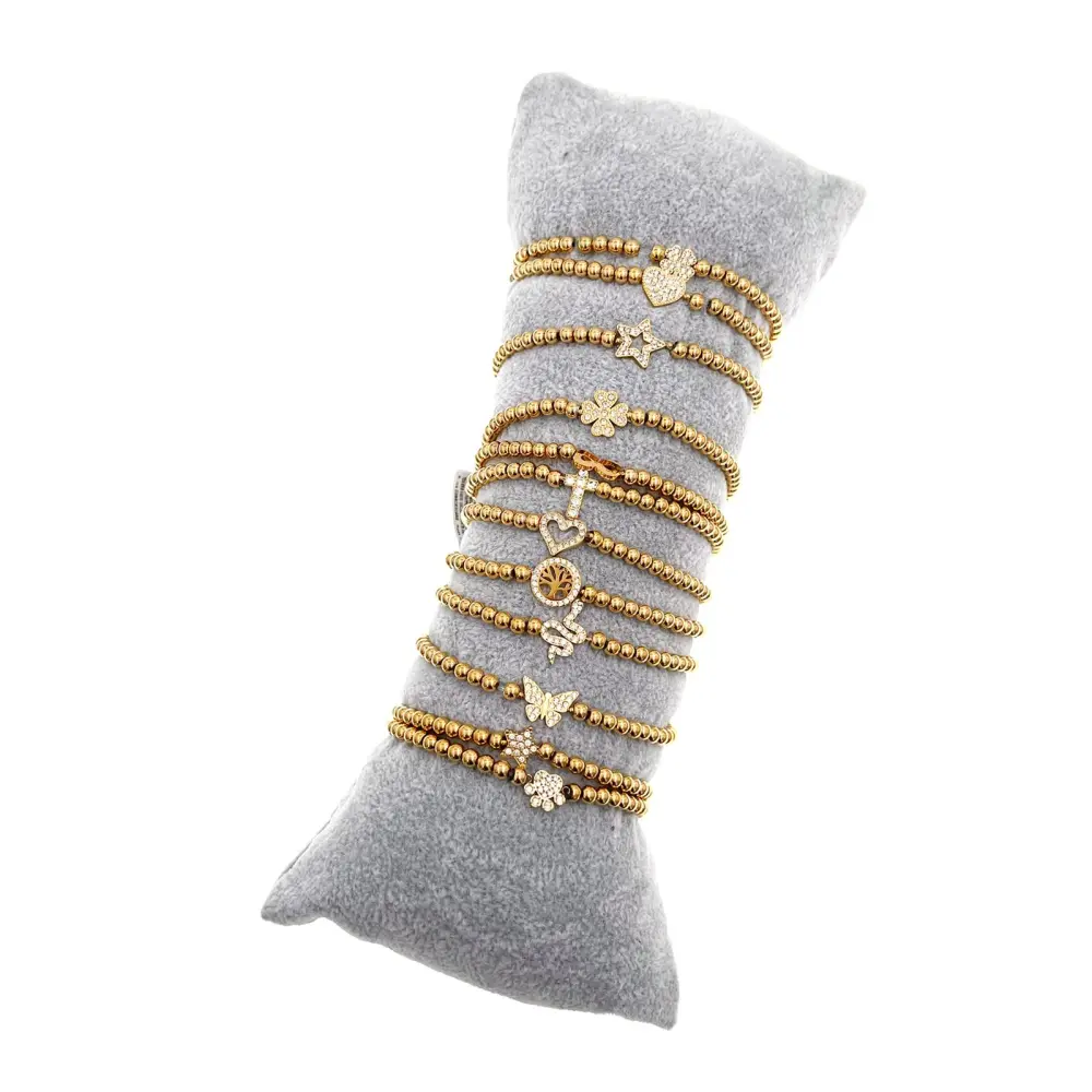 Soggetti Mix - 12 Pz Bracciali in Acciaio con Moschettone - BPA-103-AA101B-ORO