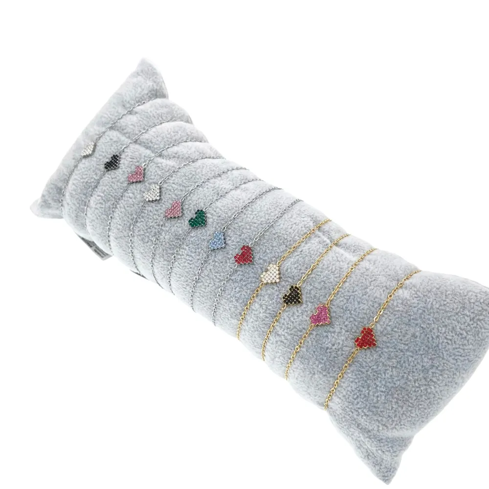 Cuore Colorato-12Pz Bracciali con Chiusura in Acciaio - BPA-103-AA240B