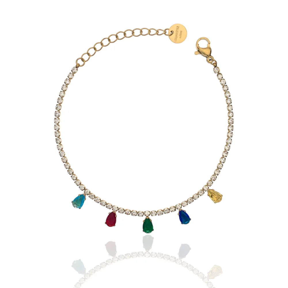 Tennis con Goccia-12pz Bracciali in Acciaio con Chiusura - BPA-103-AA2560B