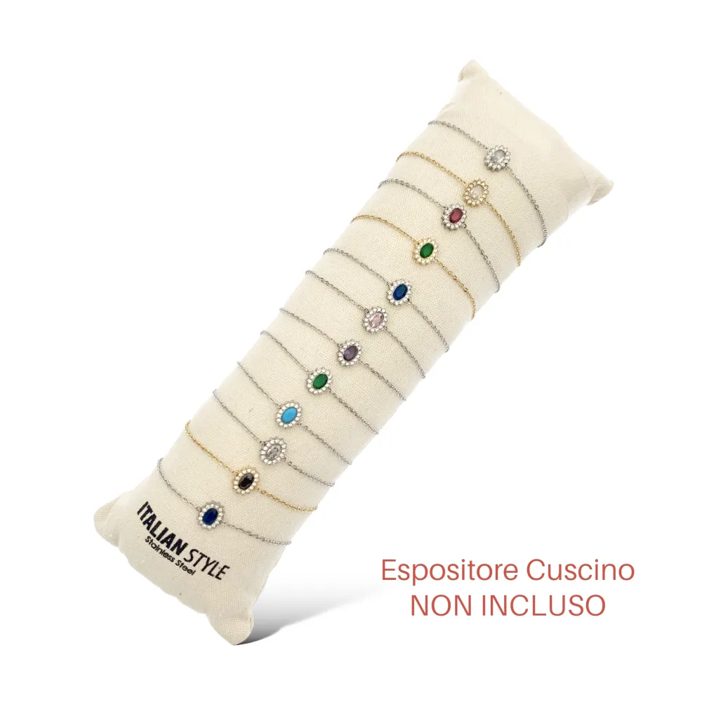 Zirconia Ovale con Strass-12pz Bracciali in Acciaio con Chiusur - BPA-103-AA331B