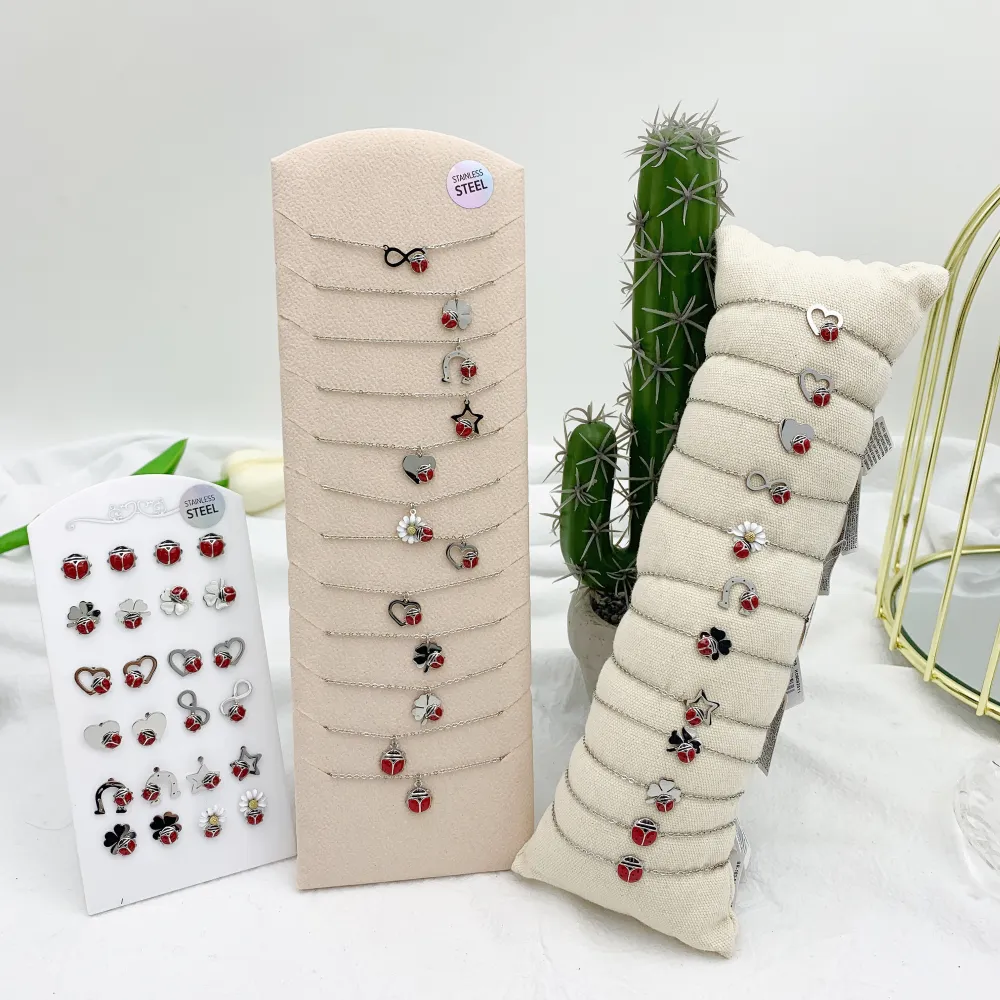 Coccinella Smaltata-12pz Bracciali in Acciaio - BPA-103-AA659-670