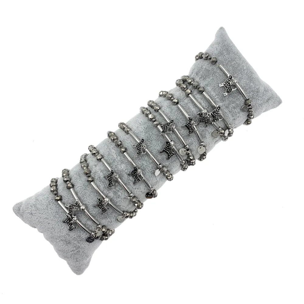 12Pz Bracciali Elastici in Acciaio+Cuscino in Omaggio - BPA104-454
