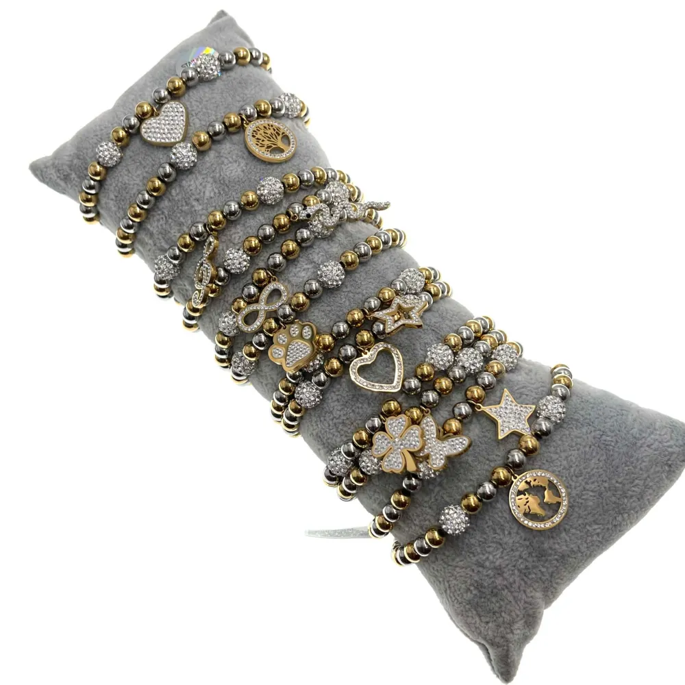 Mix Soggetti- 12 Pz Bracciali Elastici in Acciaio - BPA-413-262