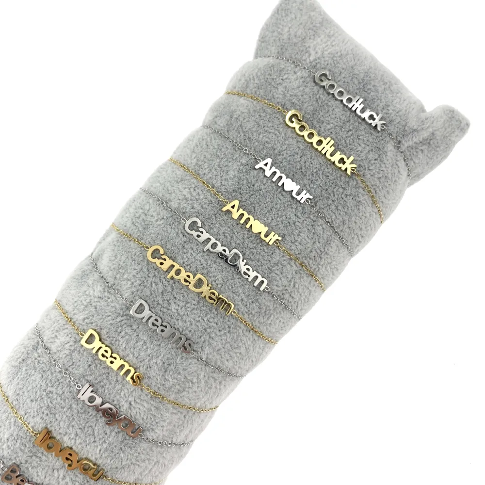 12Pz Bracciali in Acciaio con Chiusura a Moschettone + Cuscino - BPA413-465