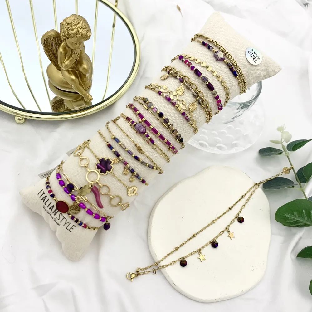 Mix Soggetti-15pz Bracciali in Acciaio - BPA-732-140 FUCSIA