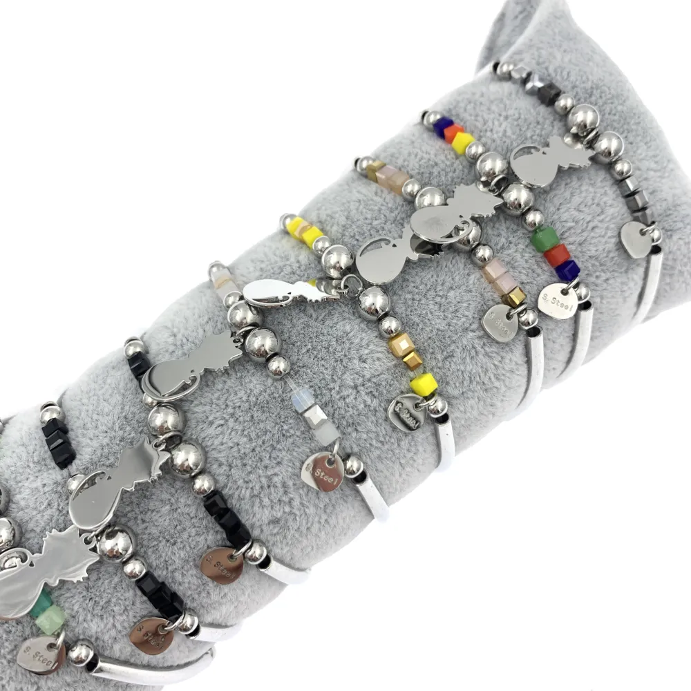 12Pz Bracciali Elastici in Acciaio+Cuscino in Omaggio - BPA7672-Gatto-12 Pz Bracciali in Acciaio