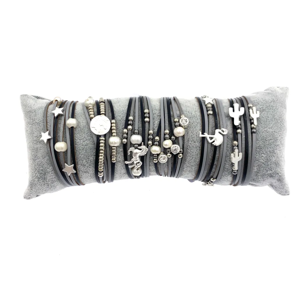 BPM176-165-Multifili con Charmes- 6 Pz Bracciali - BPM176-165-Multifili con Charmes- 6 Pz Bracciali